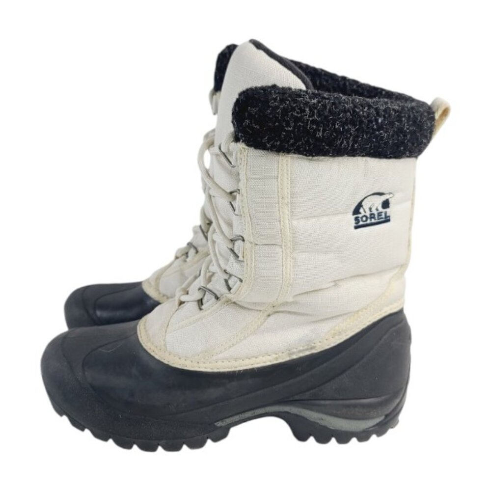 Sorel Women's White Black Cumberland Thinsulate Ankle Winter Snow Boots Sz 8